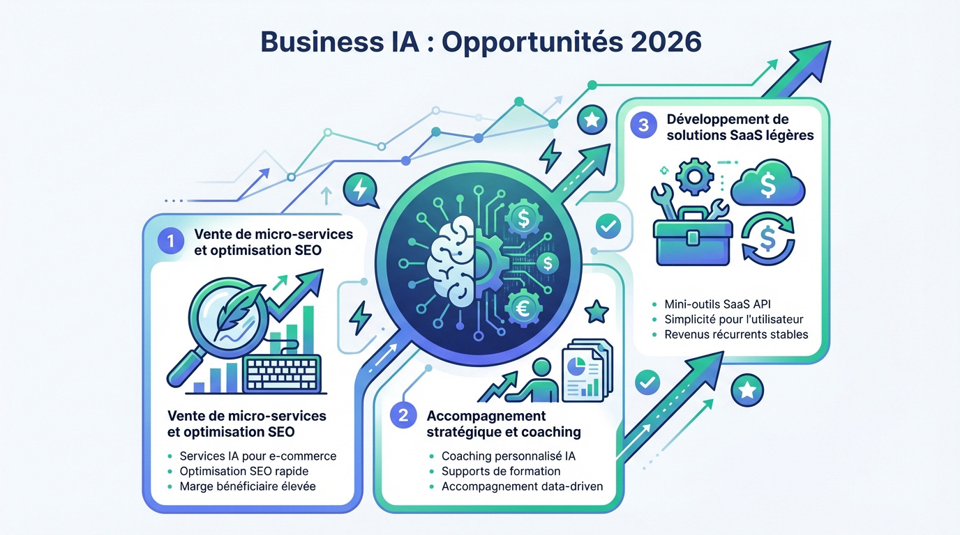 Infographie présentant les opportunités de business avec l'intelligence artificielle en 2026
