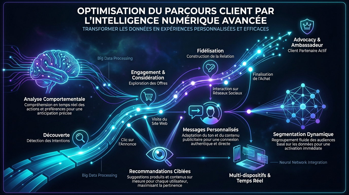Schéma de l'optimisation du parcours client grâce à l'intelligence artificielle marketing